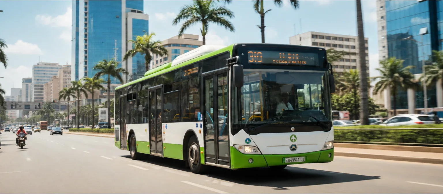 Bus SOTRA moderne circulant dans Abidjan
