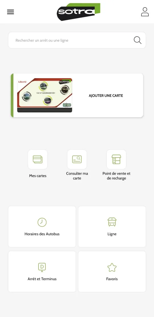 Aperçu de l'application SOTRA Mobile